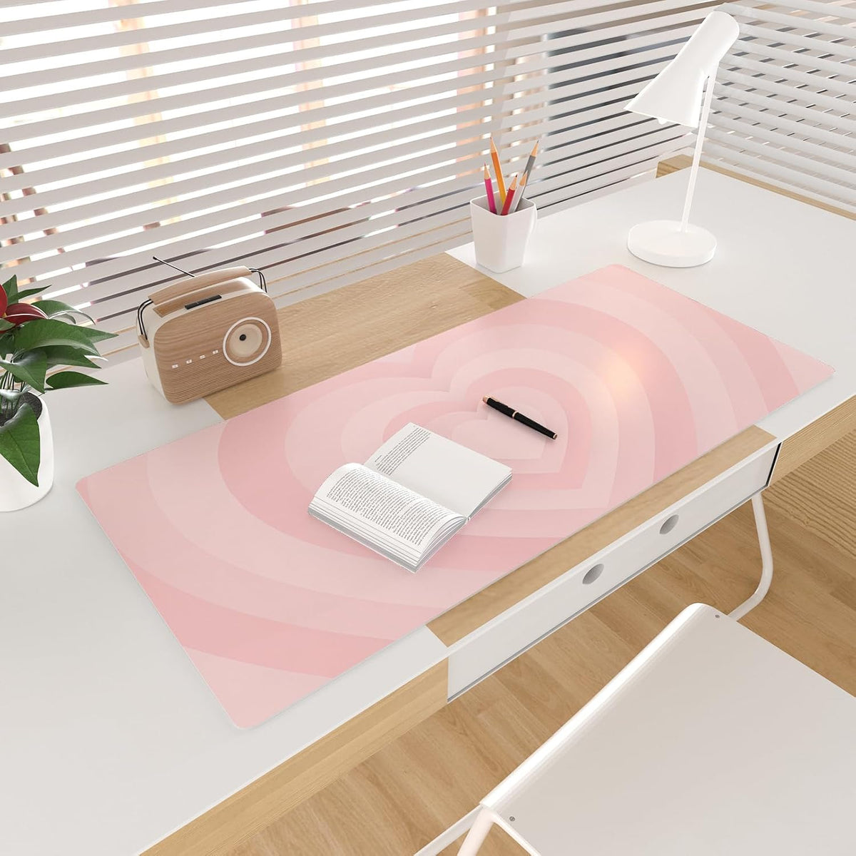 Large Mouse Pad Pink, PU Leather Desk Mat, 31.5" x 11.8"