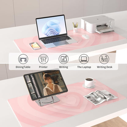 Large Mouse Pad Pink, PU Leather Desk Mat, 31.5" x 11.8"