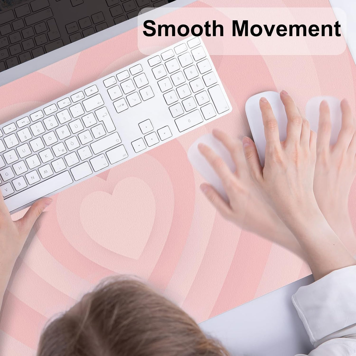 Large Mouse Pad Pink, PU Leather Desk Mat, 31.5" x 11.8"