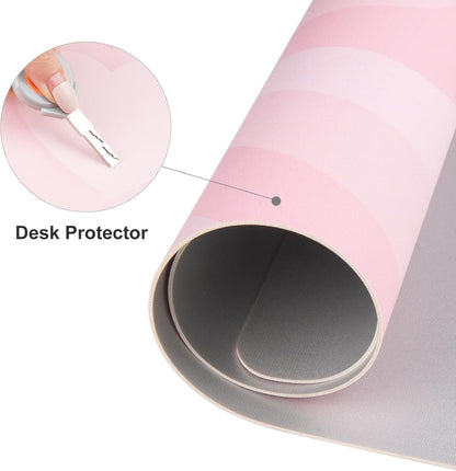 Large Mouse Pad Pink, PU Leather Desk Mat, 31.5" x 11.8"