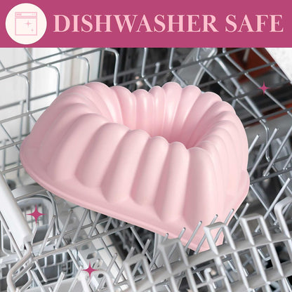 Paris Hilton Heart Shaped Fluted Cake Pan, Cast Aluminum with Clean Ceramic Nonstick Bakeware Fluted Tube Pan, Dishwasher Safe, Made without PFAS, PFOA, PFOS & PFTE, 9-Inch, Pink