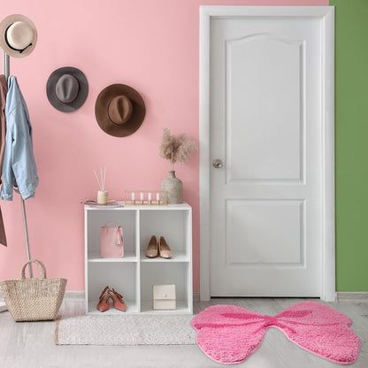 2 Pcs Pink Bow Bow Shaped Bathroom Rugs, Non Slip Plush Bath Mats