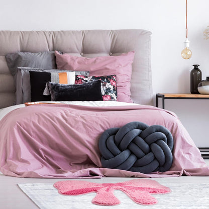 2 Pcs Pink Bow Bow Shaped Bathroom Rugs, Non Slip Plush Bath Mats