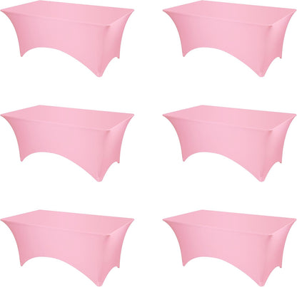 6 Pack Pink Spandex Table Covers for 6ft Rectangle Tables