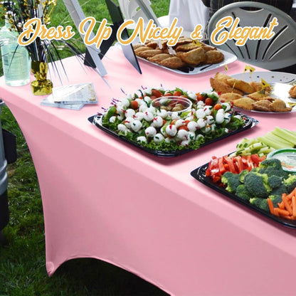 6 Pack Pink Spandex Table Covers for 6ft Rectangle Tables