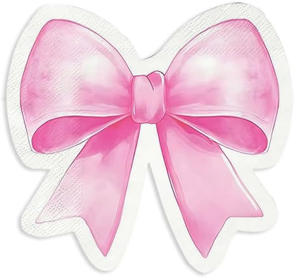 Paper Napkins Disposable Decorative Pink Bow Shaped Dinner/Lunch Napkins for Party, Home Table Decor. 50PCS, 3-Ply, Folded 6.22 x 6.22 In.