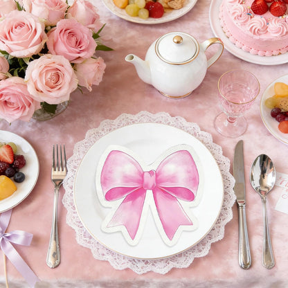 Paper Napkins Disposable Decorative Pink Bow Shaped Dinner/Lunch Napkins for Party, Home Table Decor. 50PCS, 3-Ply, Folded 6.22 x 6.22 In.