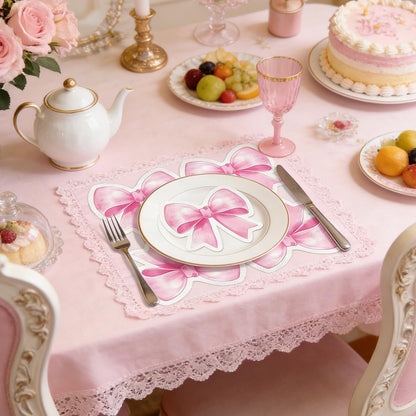 Paper Napkins Disposable Decorative Pink Bow Shaped Dinner/Lunch Napkins for Party, Home Table Decor. 50PCS, 3-Ply, Folded 6.22 x 6.22 In.