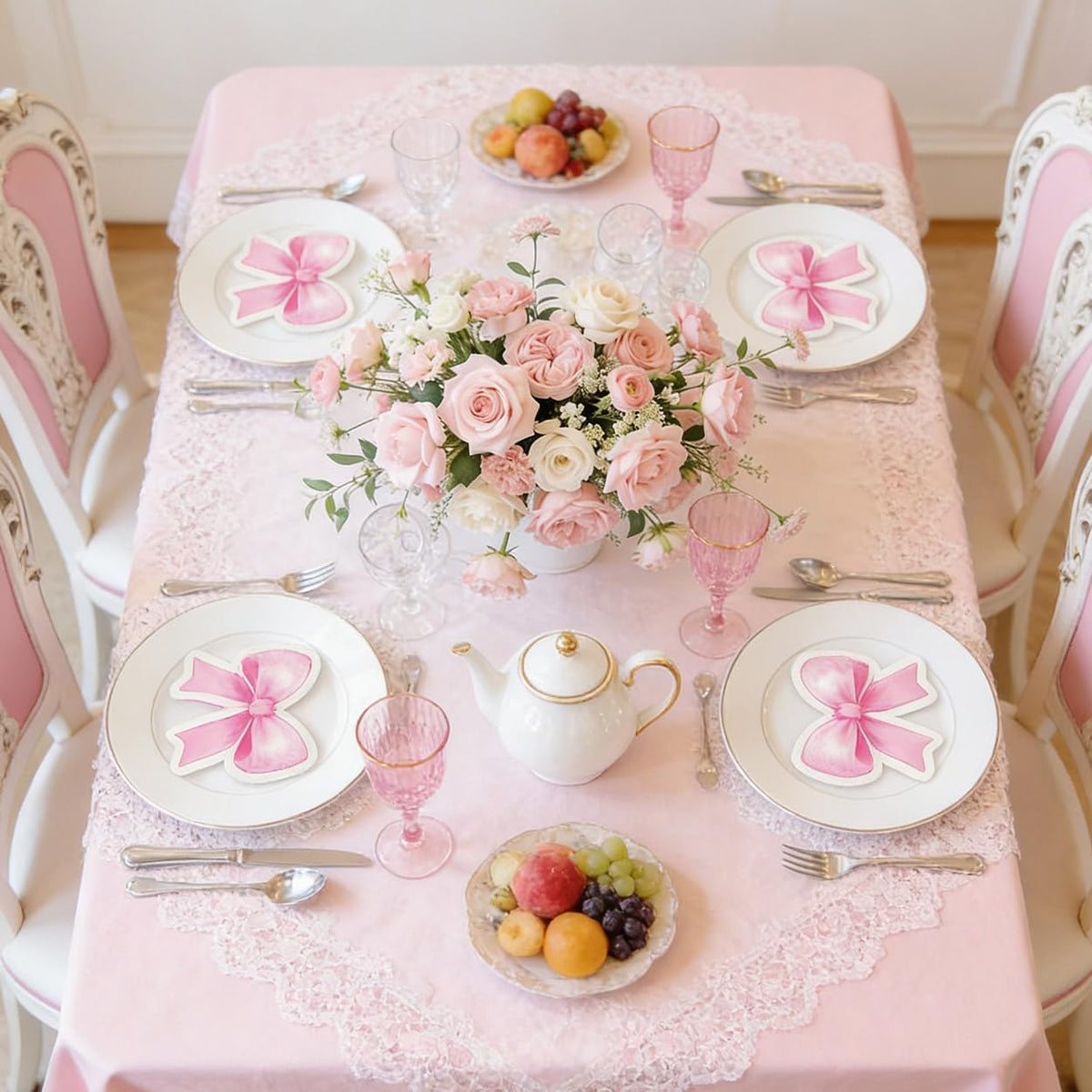 Paper Napkins Disposable Decorative Pink Bow Shaped Dinner/Lunch Napkins for Party, Home Table Decor. 50PCS, 3-Ply, Folded 6.22 x 6.22 In.