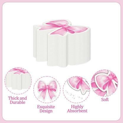 Paper Napkins Disposable Decorative Pink Bow Shaped Dinner/Lunch Napkins for Party, Home Table Decor. 50PCS, 3-Ply, Folded 6.22 x 6.22 In.