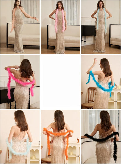 2 Yards 20g Fluffy Marabou Feather Boa for DIY Craft Sewing Trim Home Wedding Party Decoration-Light Pink