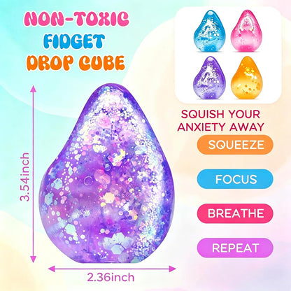 Fidget Toys Stress Cube, Cube Squishies Anxiety Stress Relief, Squishy Stress Cube-Drop Malt Sugar Balls, Sensory Toys for Kids with Autism, Fidgets for Classroom Prize Toys