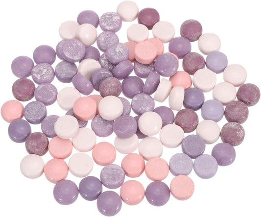 200g Round Mosaic Tiles for Crafts, 0.47 Inches Iridescent Mosaic Glass Pieces for DIY Art Making Supplies Home Decoration (Purple Pink Multicolored)