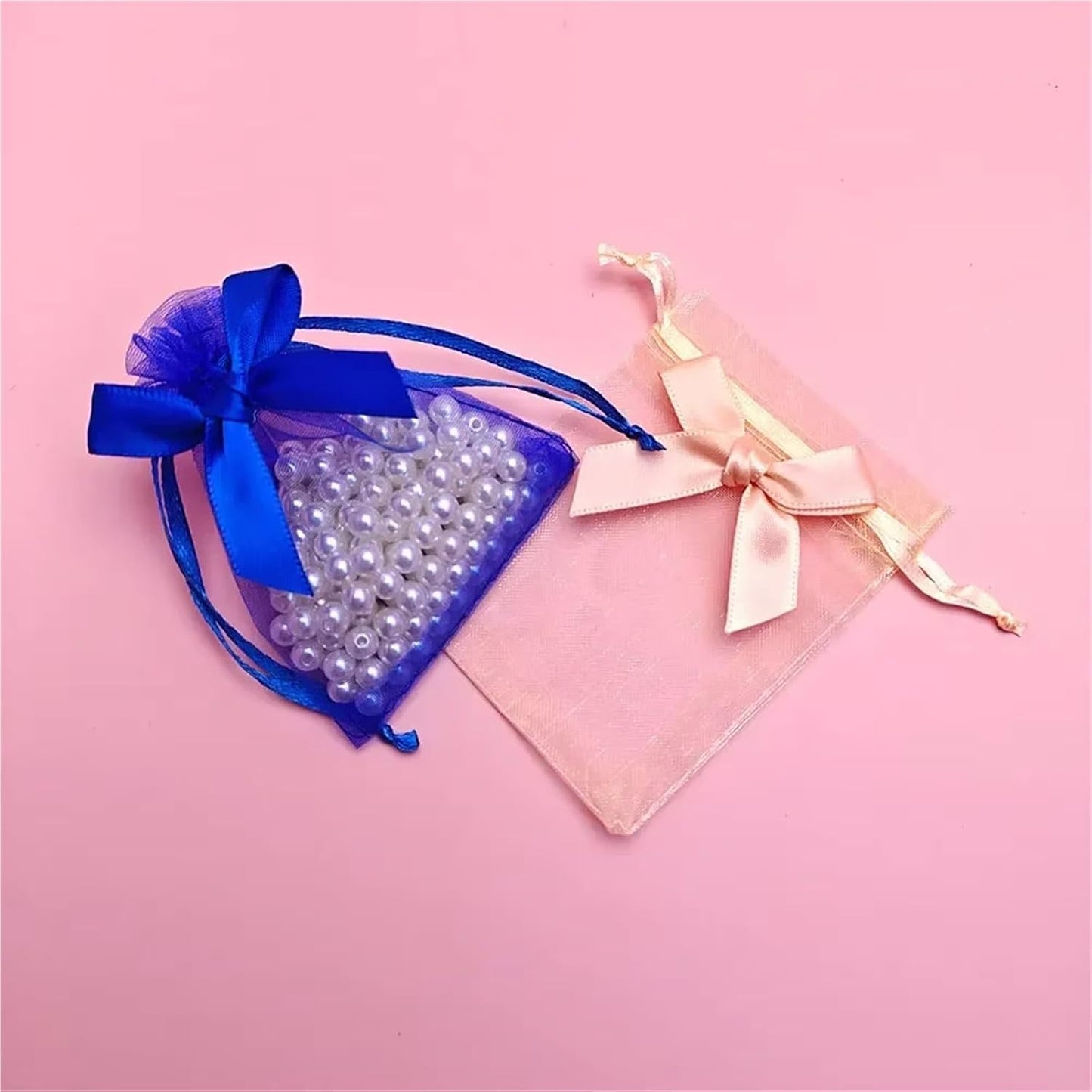 Cookie Packaging Bag 100pcs Bowknot Organza Gift Bag 7x9 9x12 10x15 Jewelry Bags Wedding Party Jewelry Candy Drawstring Packaging Pouch Gift Bag(Peach,10X15cm)