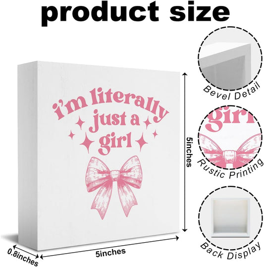 Dorm Room Decor for Teen Girls: Pink Desk Accessories, Clean Girl Room Decor, Pink Bathroom Wooden Box Sign