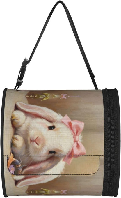 Round Tissue Holder Bag Car Hanging Tissue Boxes Cover with Adjustable Strap Foldable Roll Storage Bags with Zipper Tissues Case Organizer for Home Decor Toilet Office(Bunny Pink Bow)