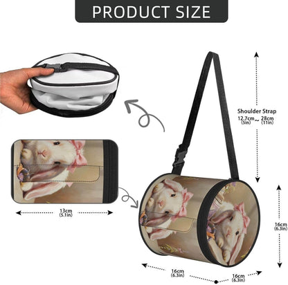 Round Tissue Holder Bag Car Hanging Tissue Boxes Cover with Adjustable Strap Foldable Roll Storage Bags with Zipper Tissues Case Organizer for Home Decor Toilet Office(Bunny Pink Bow)