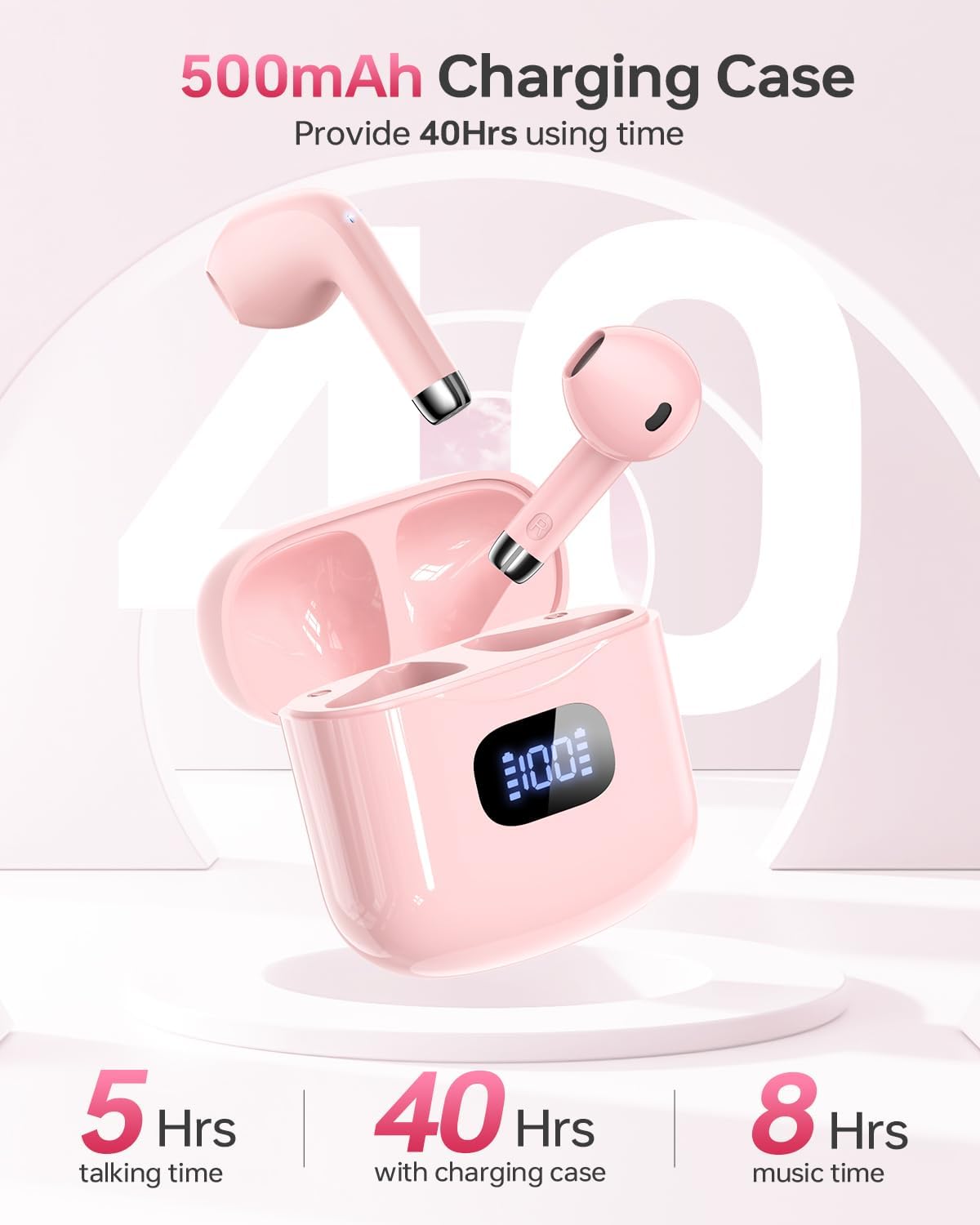 Wireless Earbuds Bluetooth 5.3 Ear Buds Headphones, 40Hrs Playback