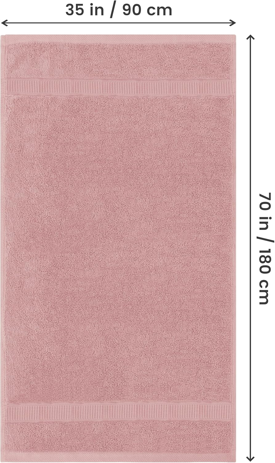 Jumbo Bath Sheets, 2 Pack, 35x70 in, 600 GSM Cotton, Dusty Pink