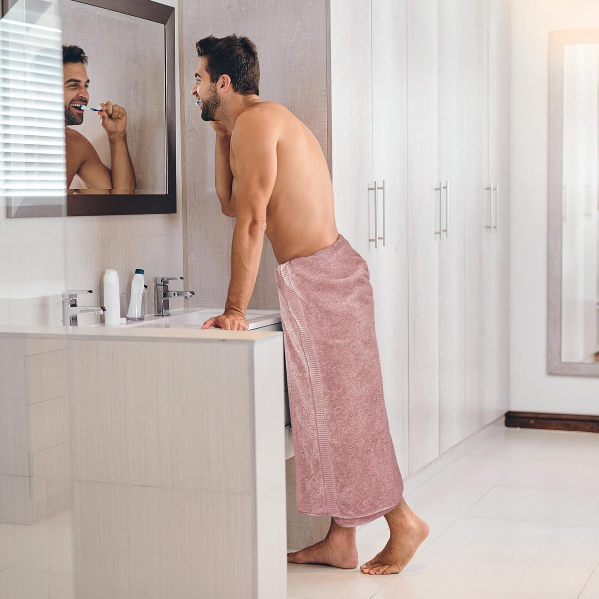 Jumbo Bath Sheets, 2 Pack, 35x70 in, 600 GSM Cotton, Dusty Pink