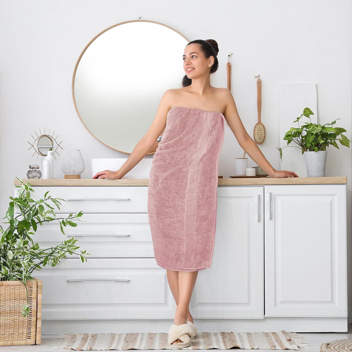 Jumbo Bath Sheets, 2 Pack, 35x70 in, 600 GSM Cotton, Dusty Pink