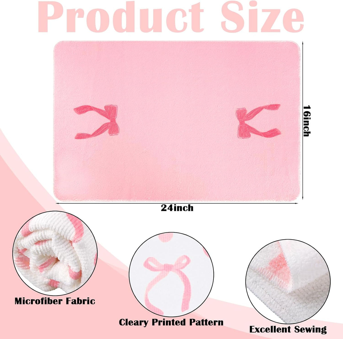 6 Pcs Coquette Kitchen Towels Microfiber Pink Bow Towels