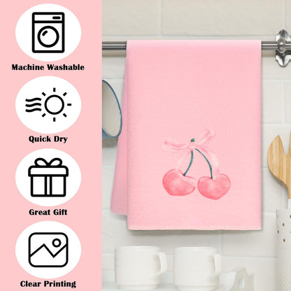 6 Pcs Coquette Kitchen Towels Microfiber Pink Bow Towels