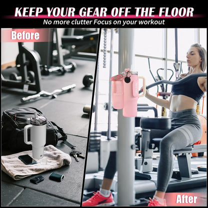 Magnetic Gym Bag for Men Women, Water Bottle Carrier Holder with Strap for Stanley, Small Bag Accessories pouch with N52