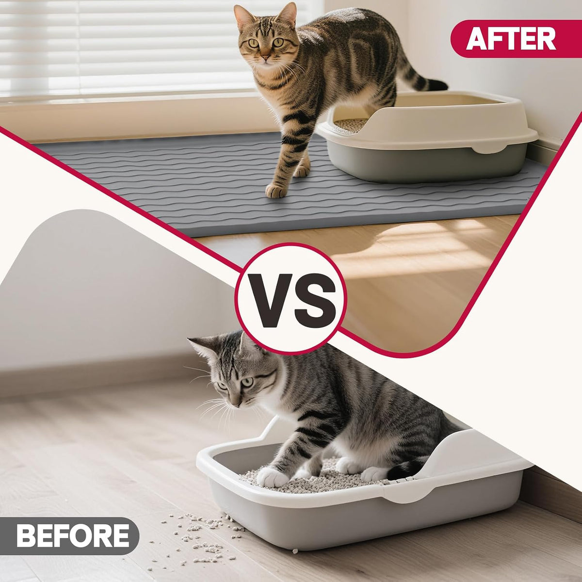 Cat Litter Mat, 34"x22" Waterproof Silicone Pad, Pink