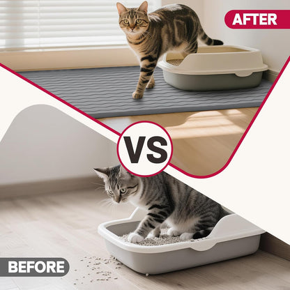 Cat Litter Mat, 34"x22" Waterproof Silicone Pad, Pink