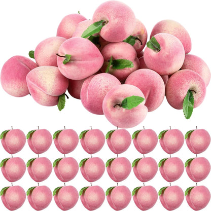 24 Pcs Artificial Peach Decorations Foam Peach Lifelike Fake Fruit Faux Small Simulation for Home Birthday Party Cabinet Table Festival Kitchen Harvest Photography Prop (3.27 Inch)