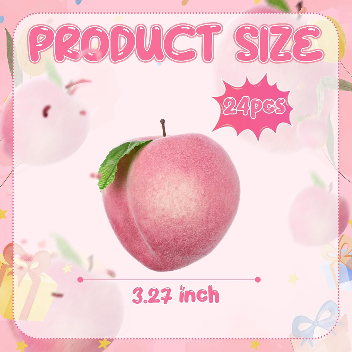 24 Pcs Artificial Peach Decorations Foam Peach Lifelike Fake Fruit Faux Small Simulation for Home Birthday Party Cabinet Table Festival Kitchen Harvest Photography Prop (3.27 Inch)