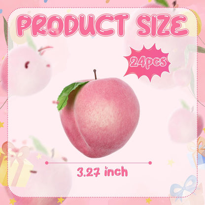 24 Pcs Artificial Peach Decorations Foam Peach Lifelike Fake Fruit Faux Small Simulation for Home Birthday Party Cabinet Table Festival Kitchen Harvest Photography Prop (3.27 Inch)