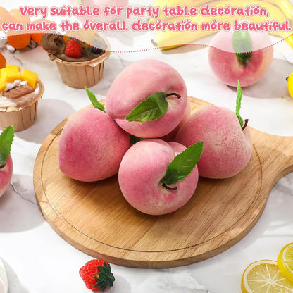 24 Pcs Artificial Peach Decorations Foam Peach Lifelike Fake Fruit Faux Small Simulation for Home Birthday Party Cabinet Table Festival Kitchen Harvest Photography Prop (3.27 Inch)