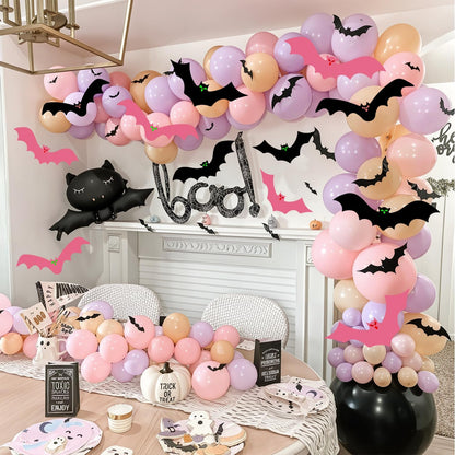 12 Pink Black Halloween Bats Decor Decoration Outdoor Indoor for Porch Yard