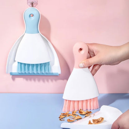 Small Hand Dust Pan and Brush - Small Broom and Dustpan Set, Mini Broom and Dustpan, Compact Dustpans and Brush for Home Cleaning, Sofa, Desk, Guinea Pig Cage, Cat Litter, etc. (Pink)