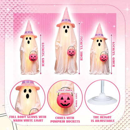 3 Pack Pink Holiday Halloween Outdoor Decoration 30'' & 26''