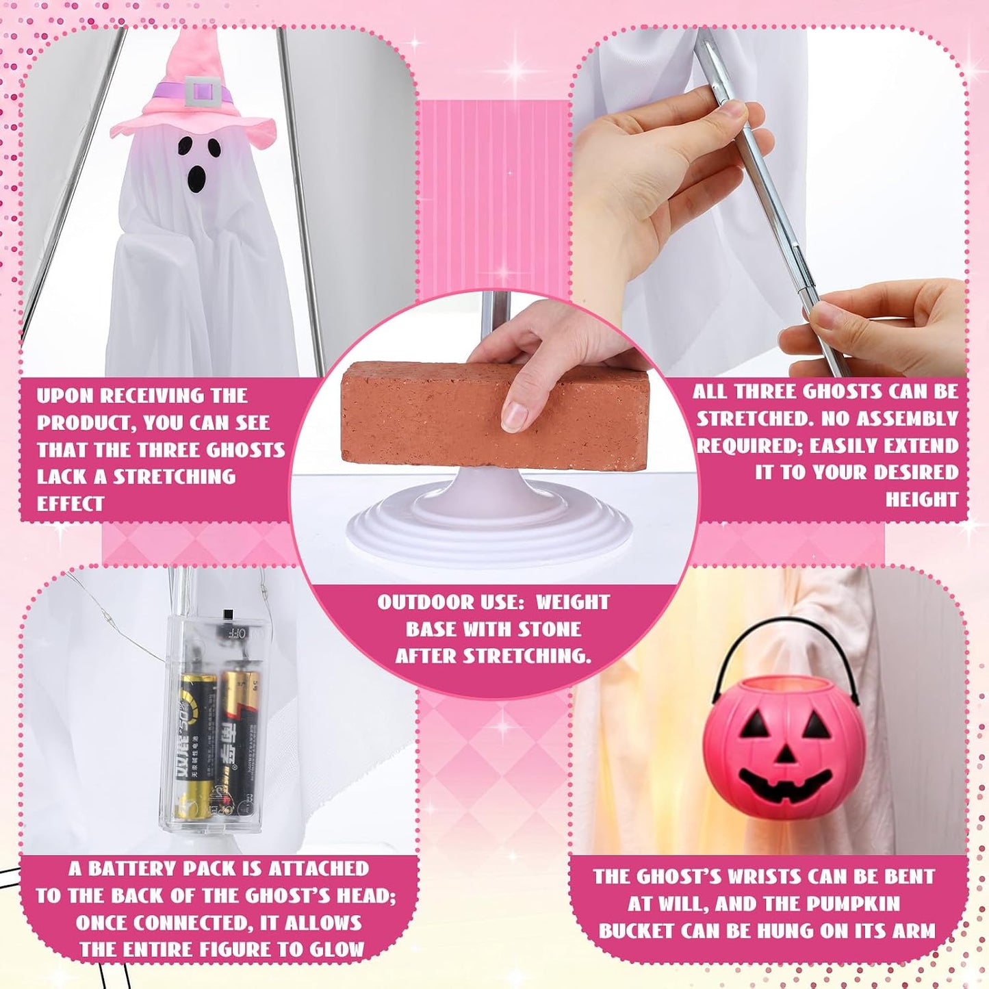 3 Pack Pink Holiday Halloween Outdoor Decoration 30'' & 26''