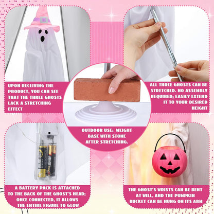 3 Pack Pink Holiday Halloween Outdoor Decoration 30'' & 26''