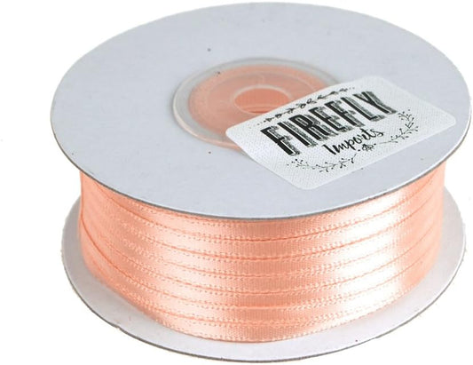 Double Faced Satin Gift-Wrapping Ribbon, 1/8-inch, 100-yard, Light Peach