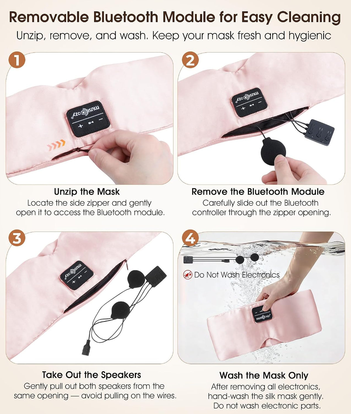 3D Mulberry Silk Bluetooth 5.4 Headphones Sleep Mask