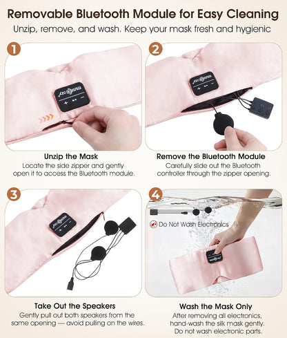 3D Mulberry Silk Bluetooth 5.4 Headphones Sleep Mask