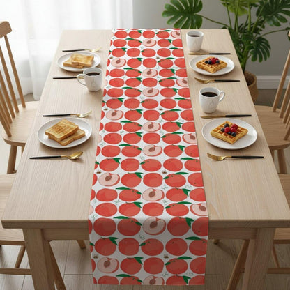 Linen Runner Table Cloth 71X13 Inch, Peach Pattern Indoor Burlap Table Runners Farmhouse Style, Coastal Seasonal Boho Cloth for Boho Outdoor Party Decorations