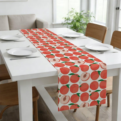 Linen Runner Table Cloth 71X13 Inch, Peach Pattern Indoor Burlap Table Runners Farmhouse Style, Coastal Seasonal Boho Cloth for Boho Outdoor Party Decorations