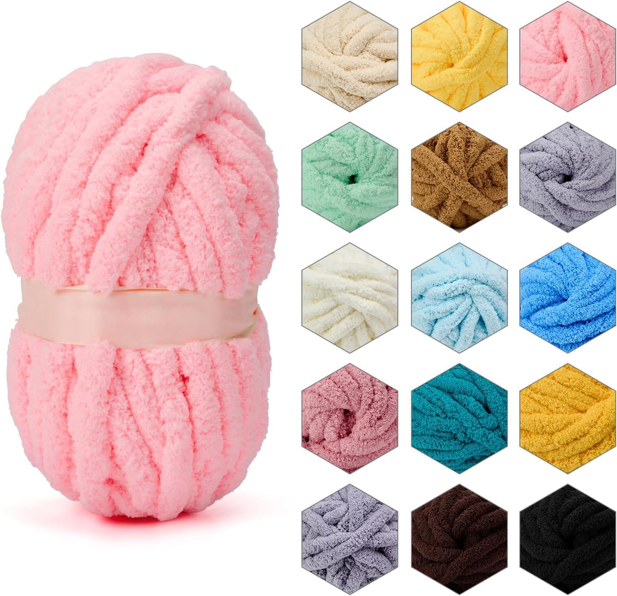 Chunky Yarn for Hand Knitting Soft DIY Blanket Light Pink 0.55LB