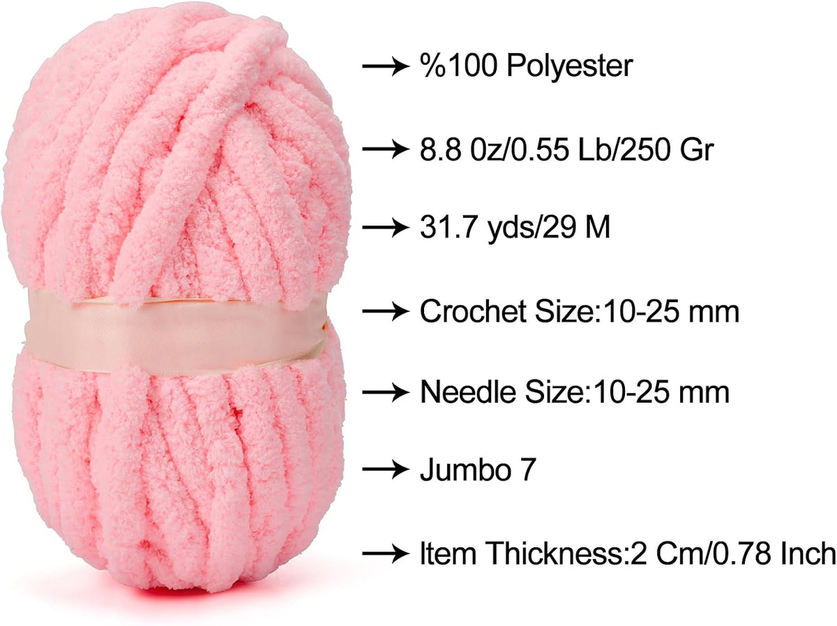 Chunky Yarn for Hand Knitting Soft DIY Blanket Light Pink 0.55LB