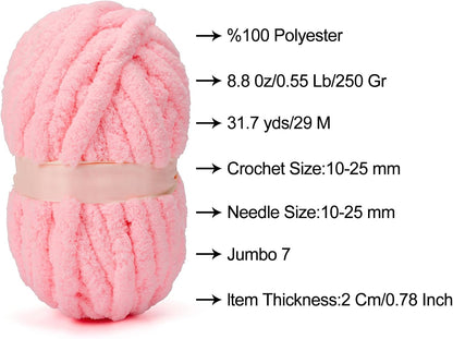 Chunky Yarn for Hand Knitting Soft DIY Blanket Light Pink 0.55LB