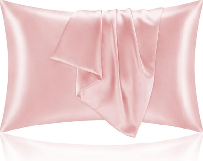 Satin Pillowcases, Standard Size 20x26 Inch, Pink, Set of 2