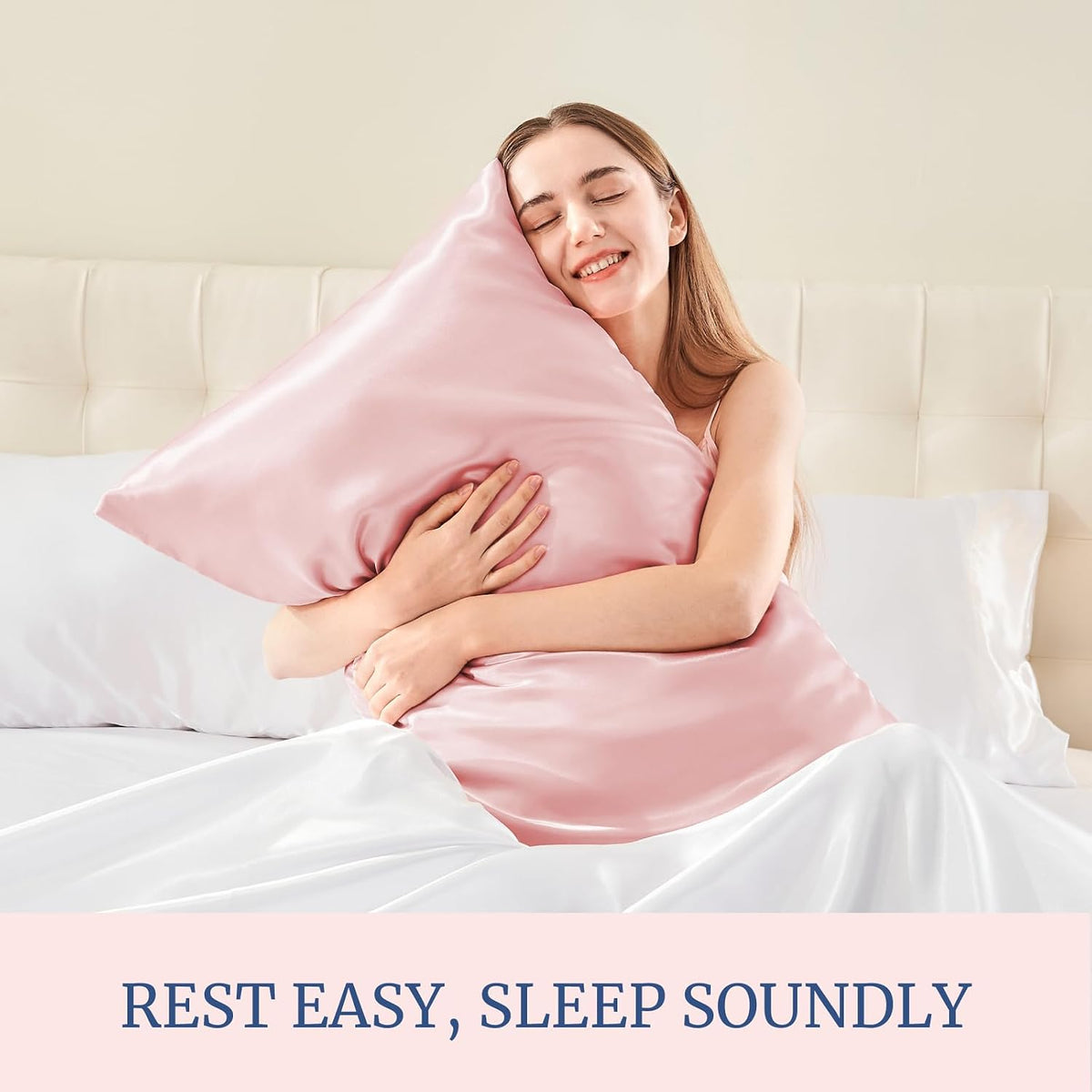Satin Pillowcases, Standard Size 20x26 Inch, Pink, Set of 2