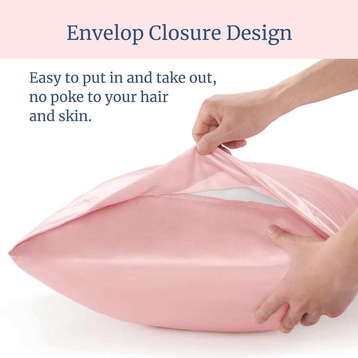Satin Pillowcases, Standard Size 20x26 Inch, Pink, Set of 2